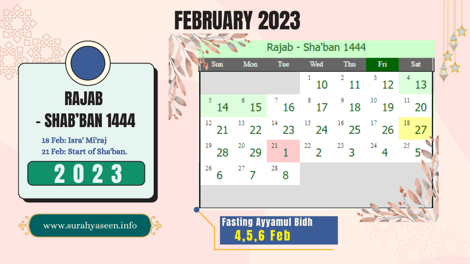 islamic month february2023
shaban 2023