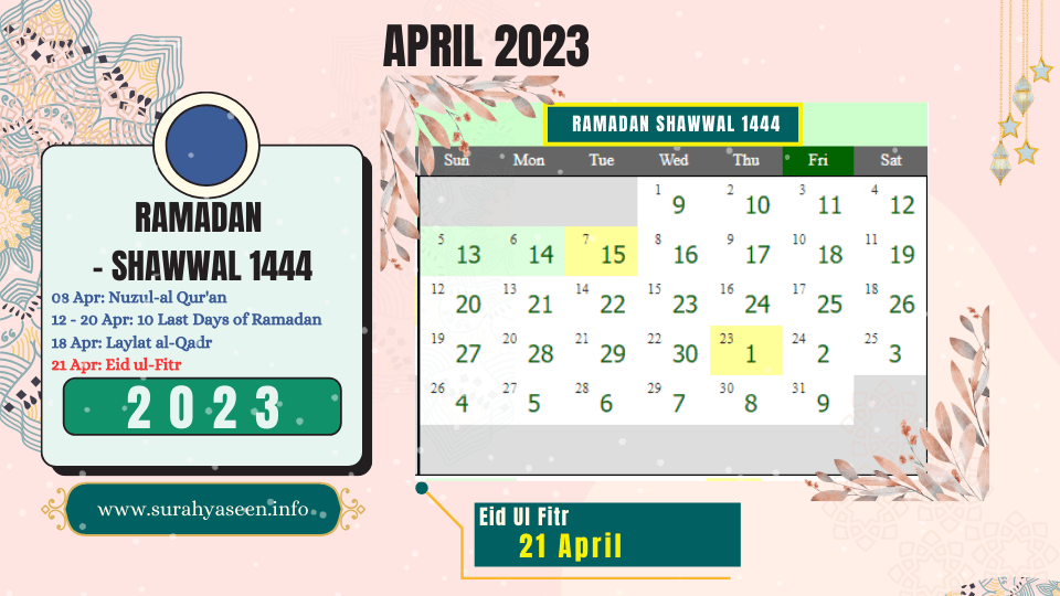 islamic calendar april 2023